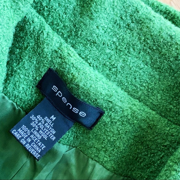 Bright Kelly Green Boucle Cropped Jacket Size M - Picture 4 of 7